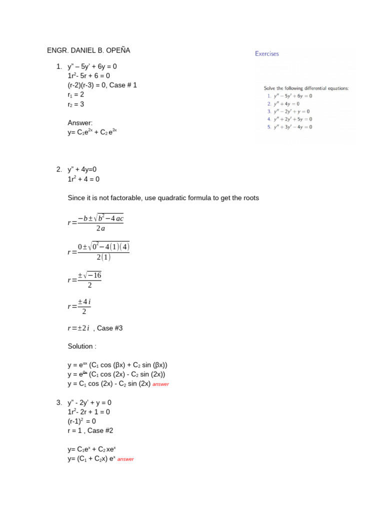 Differential Equations Solutions Guide | PDF