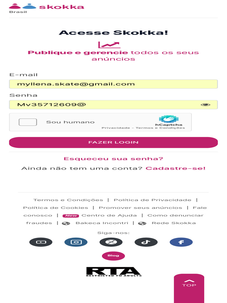 Acesso e Login no Skokka | PDF