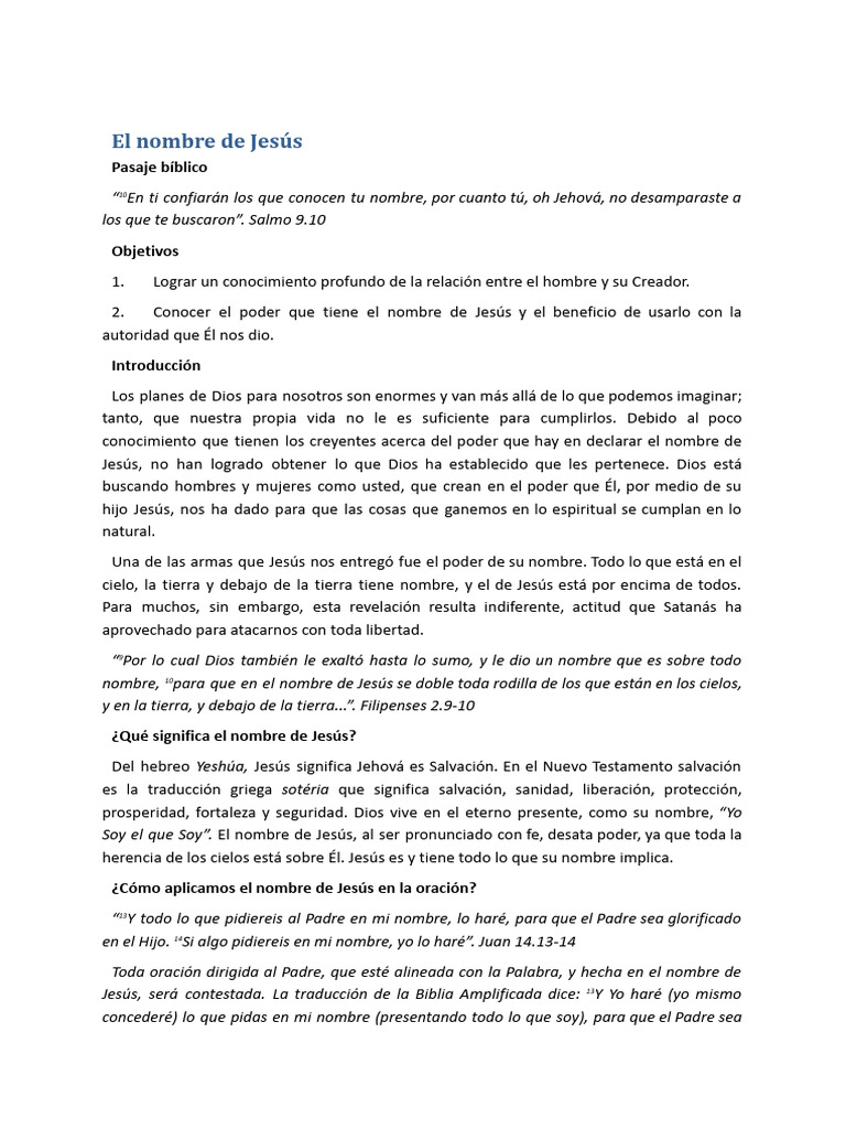Poder y Autoridad en el Nombre de Jesús | PDF | Jesús | Dios