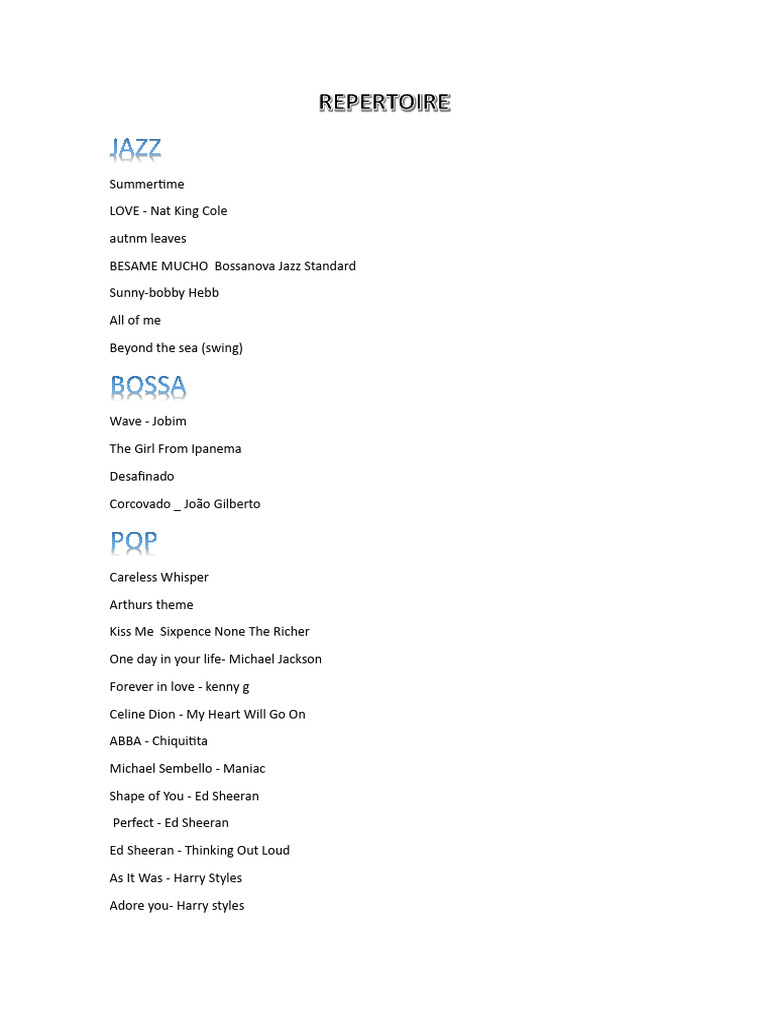 song list 1 | PDF | Musicians | Music Industry