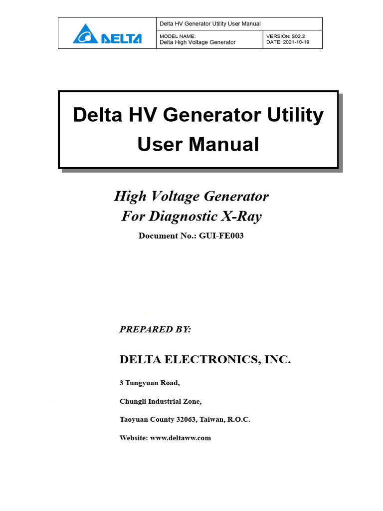 Delta HV Generator User Manual S02.2 | PDF | Vacuum Tube | Electric Generator