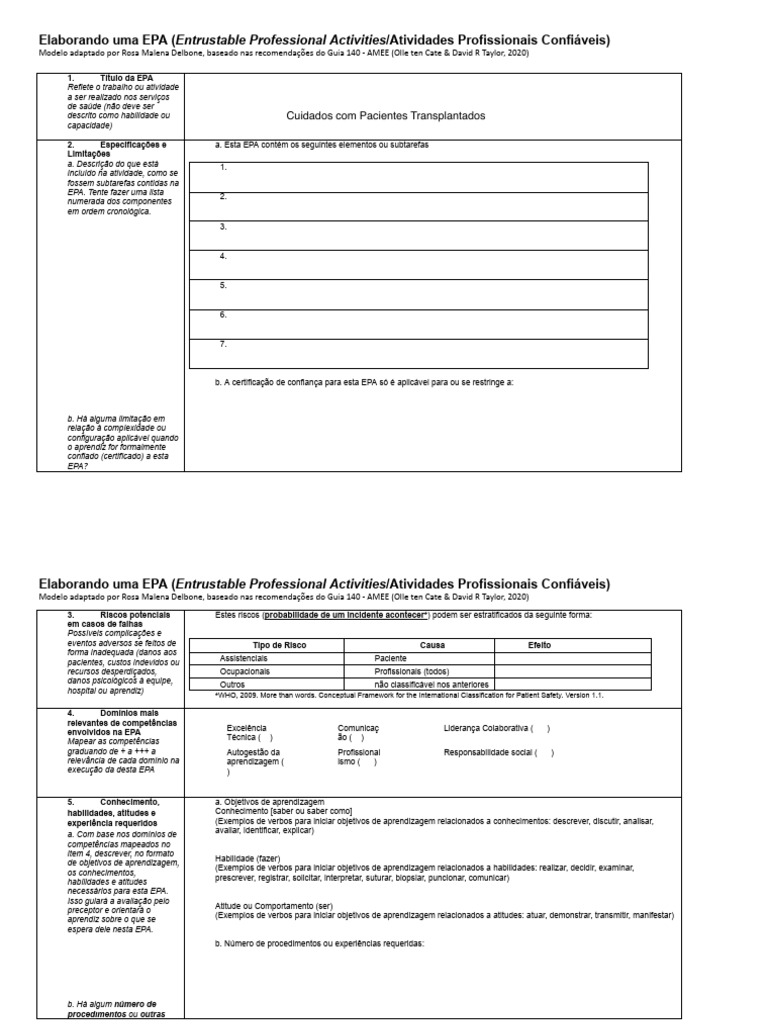 Modelo de EPA para Cuidados Transplantados | PDF | Aprendizado