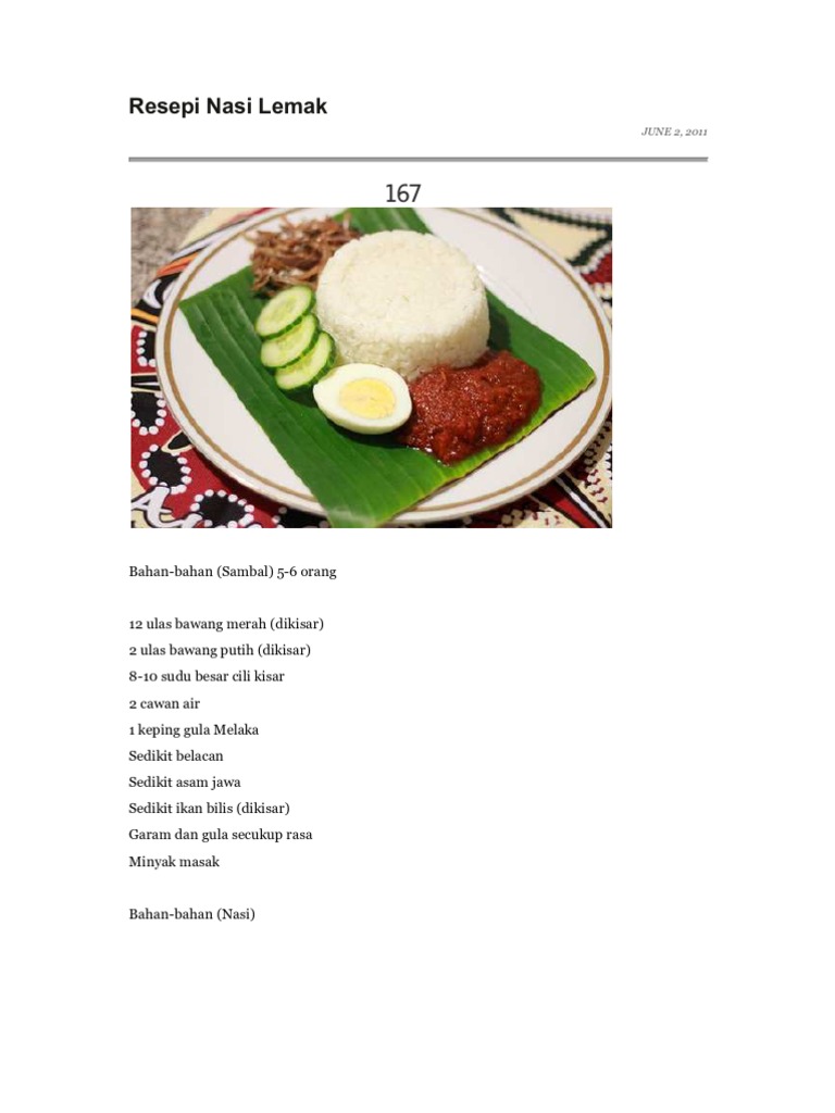 Resepi Nasi Lemak Pdf