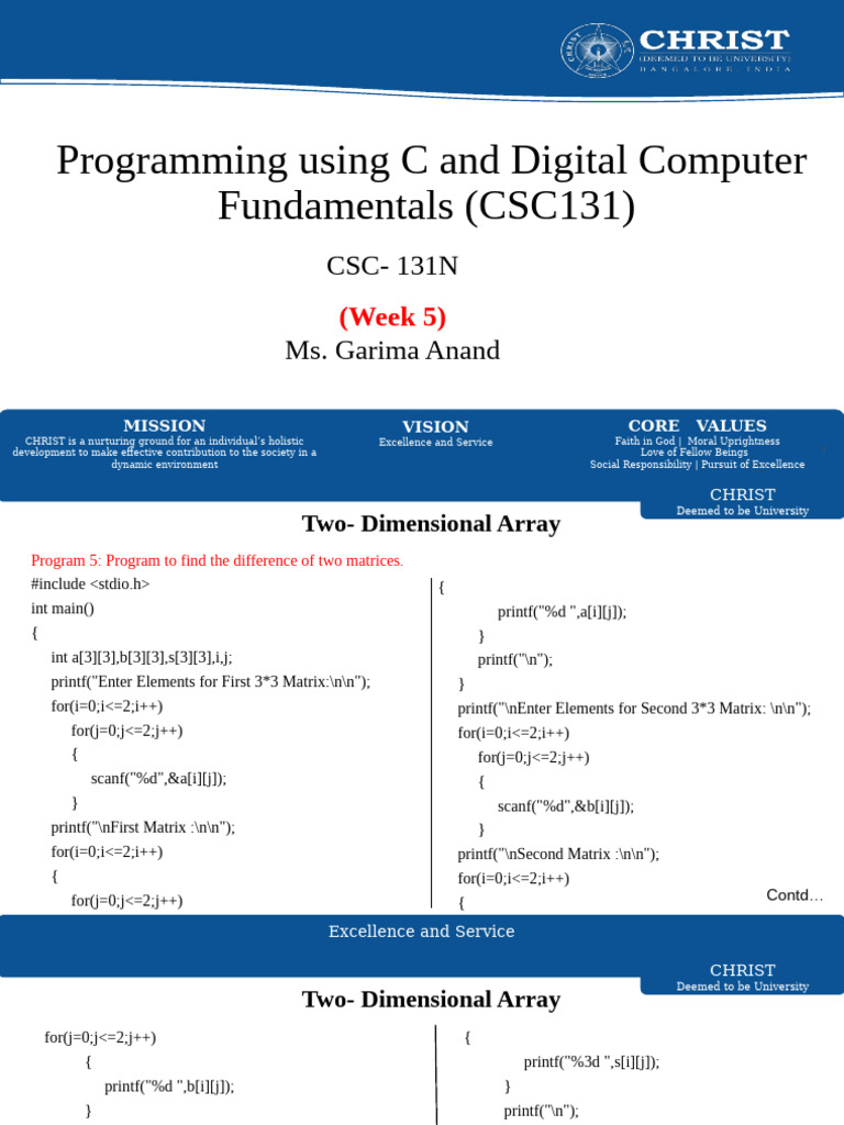 C Programming: Matrix and Strings | PDF | Parameter (Computer ...