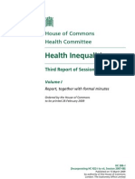 Health Inequalities in England Third Report of Session 2008-09