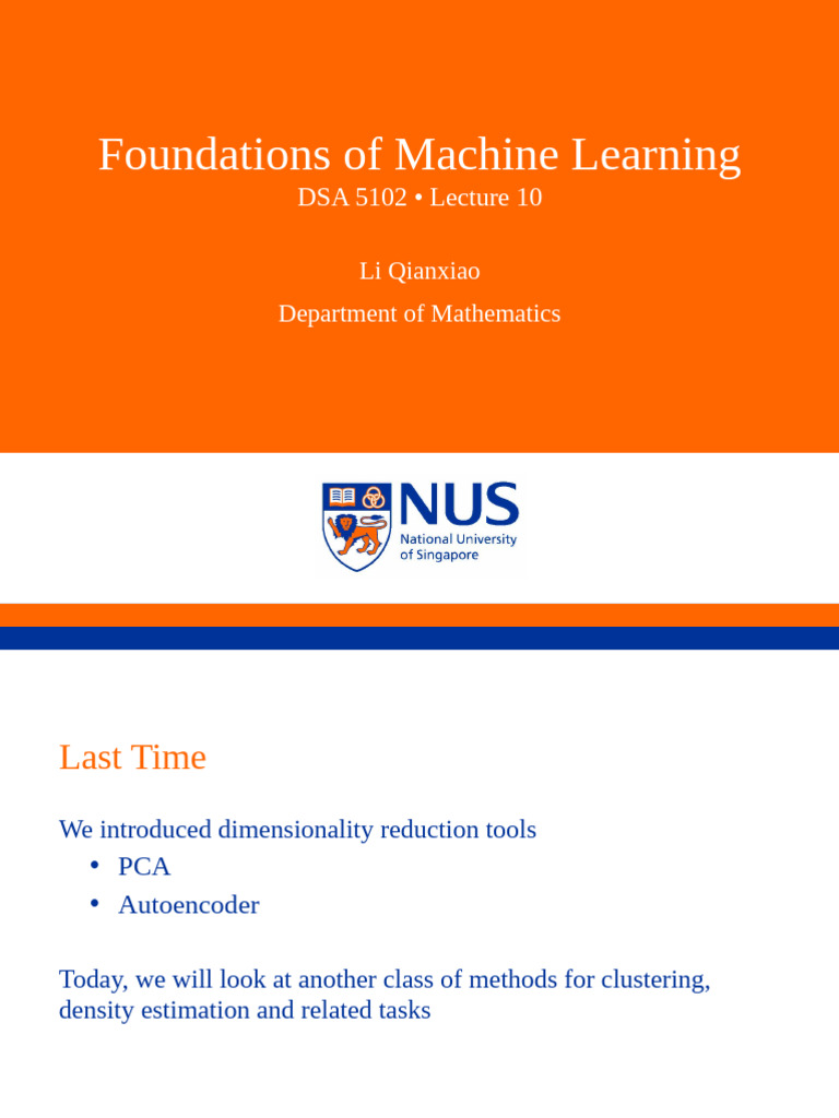 DSA5102_lecture10 | PDF | Cluster Analysis | Normal Distribution