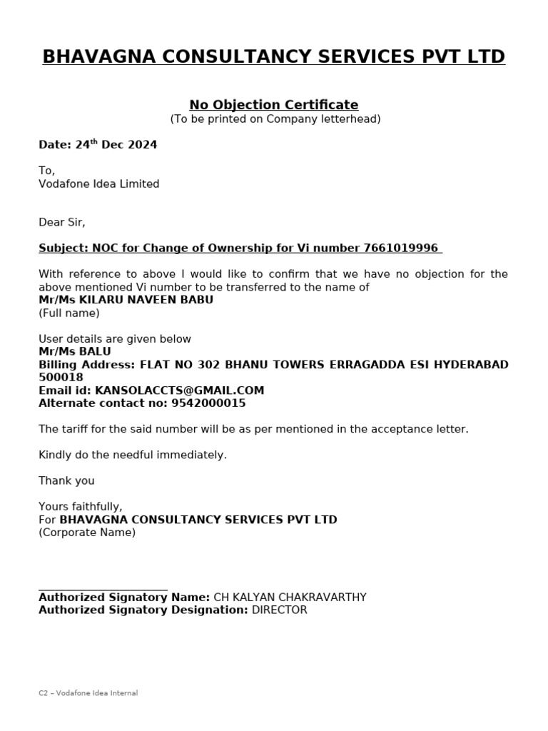 NOC Format For Transfer To IOIP | PDF