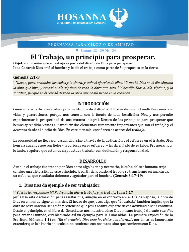 El Trabajo como Principio de Prosperidad | PDF | Libro del Génesis | Dios