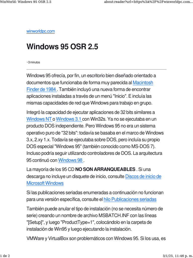 WinWorld_ Windows 95 OSR 2.5 | PDF | Microsoft Windows | Dos