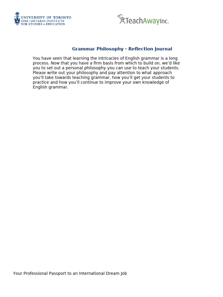 Grammar+Philosophy Unit+2B+Reflection+Journal | PDF
