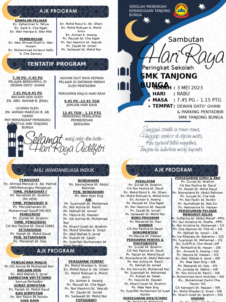 BUKU PROGRAM SAMBUTAN HARI RAYA Cikgugrafikdotcom | PDF