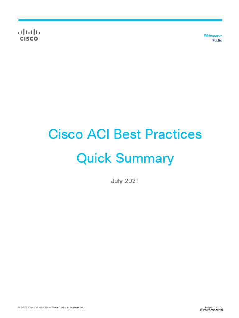 cisco-aci-best-practices-quick-summary | PDF | Routing | Computer Network