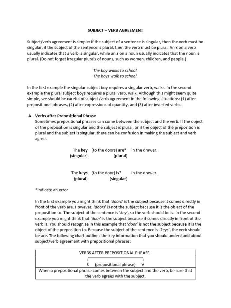 s-v agreement | PDF | Verb | Plural