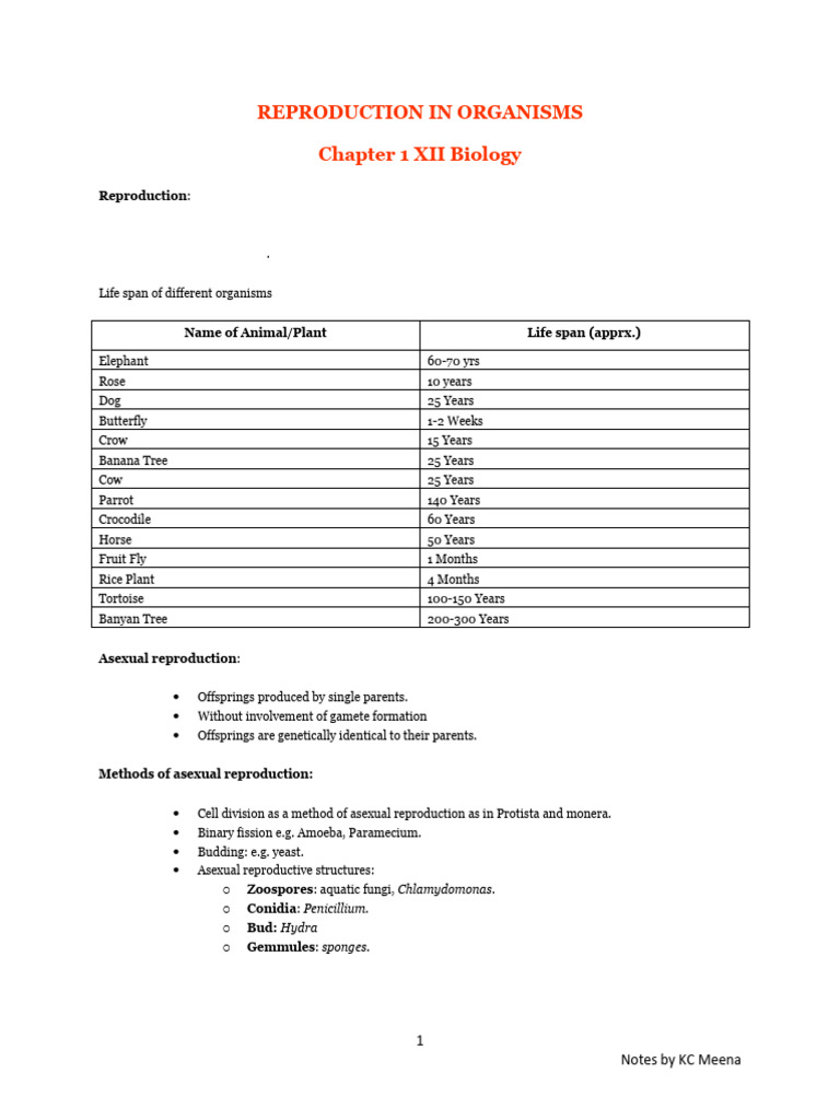 Reproduction Processes in Organisms | PDF | Fertilisation | Reproduction