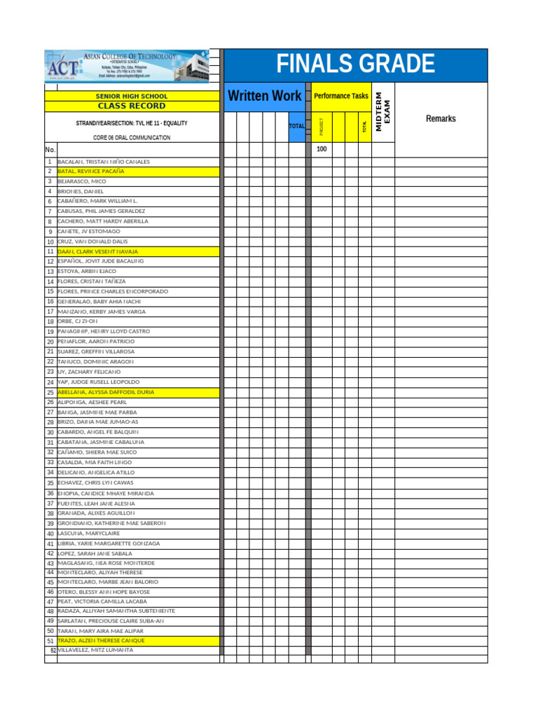Senior High School Class Records | PDF