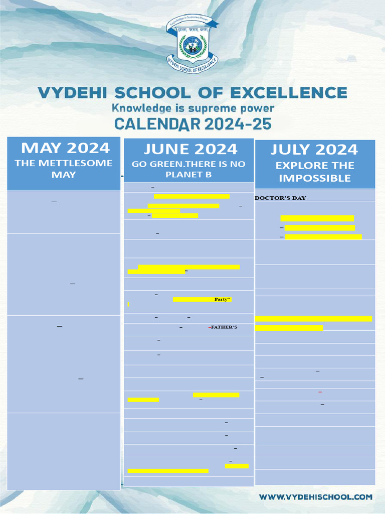 Middle School Academic Calendar 2024-25 | PDF | Observances
