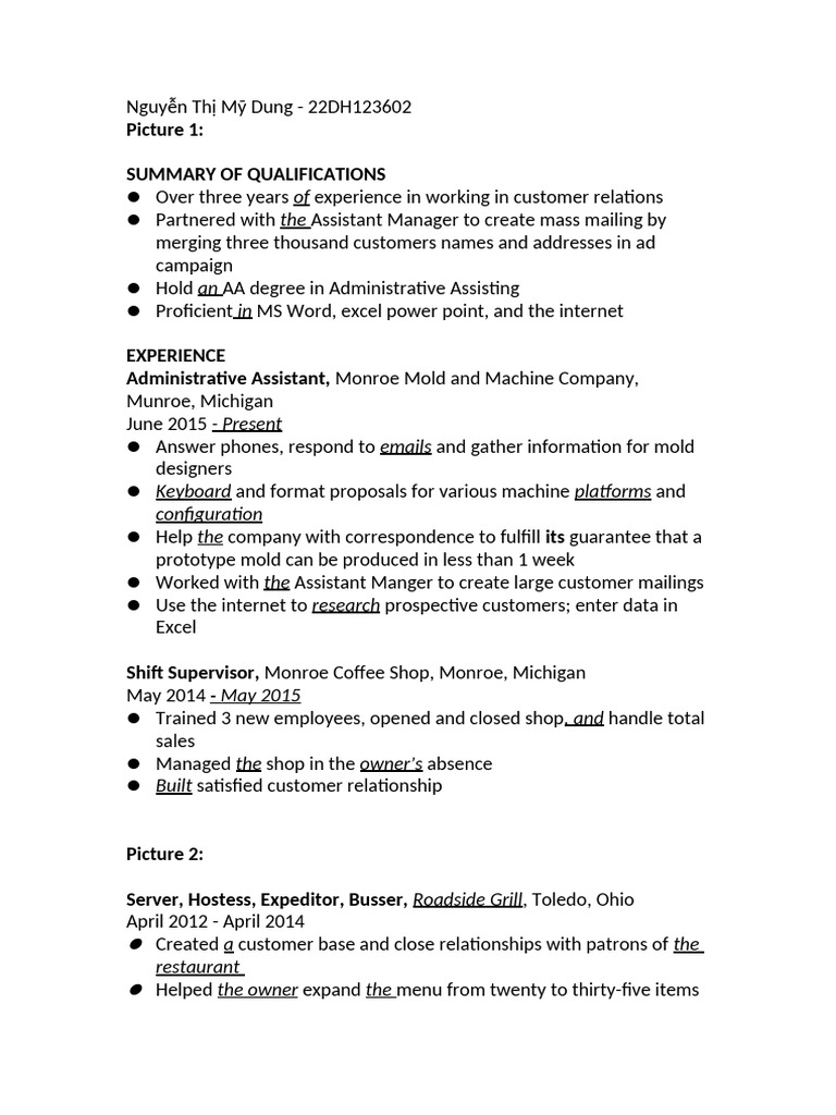 Resume editing pdf