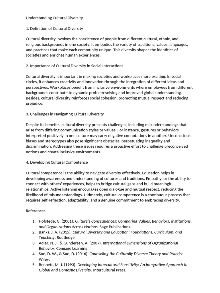 Importance of Cultural Diversity | PDF | Cultural Diversity | Cross ...