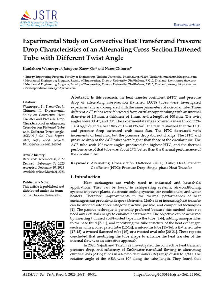Experimental Study On Convective Heat Transfer | PDF | Heat Transfer | Heat