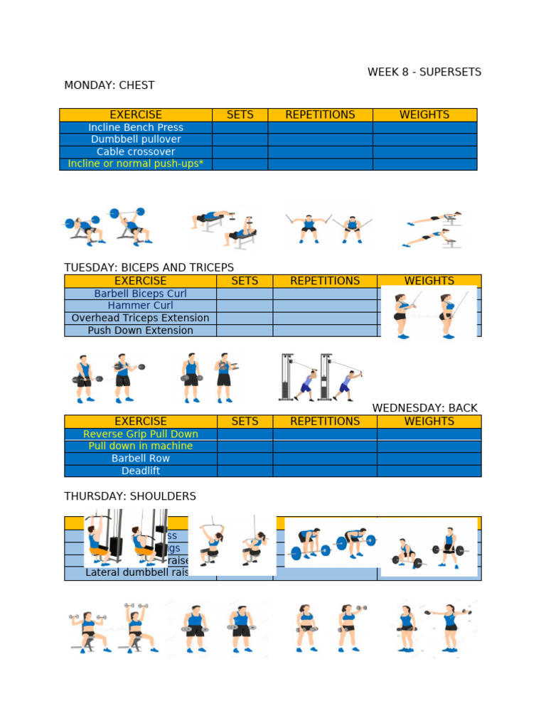 Weekly Superset Workout Plan | PDF