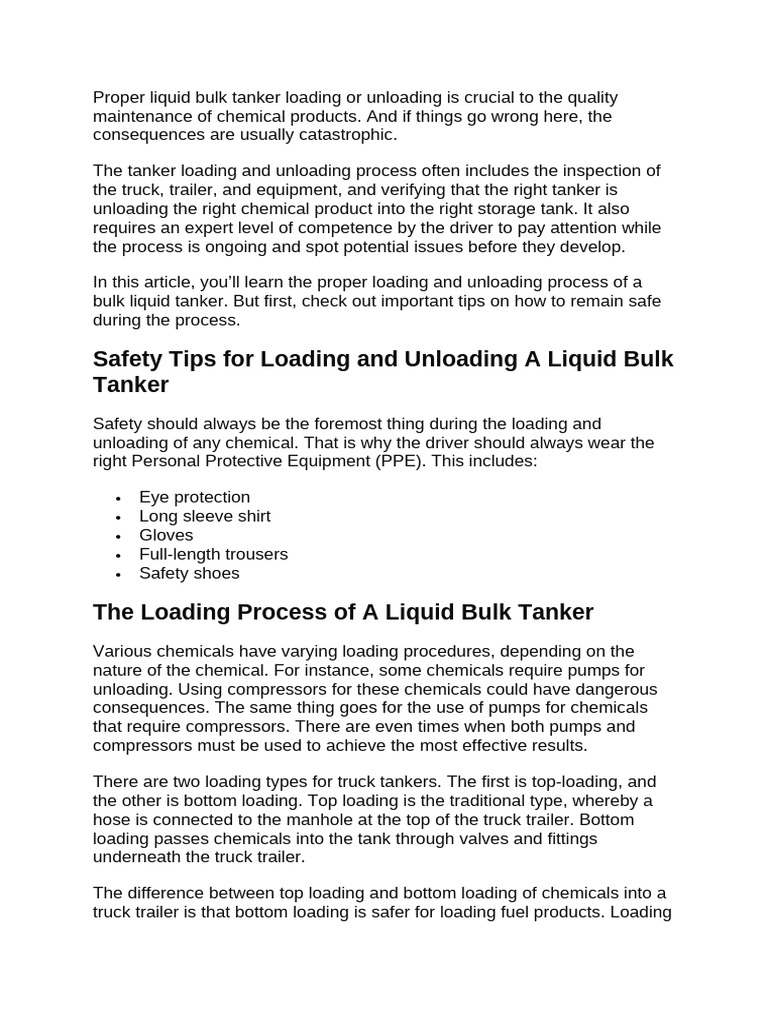 Tanker Unloading SOP | PDF