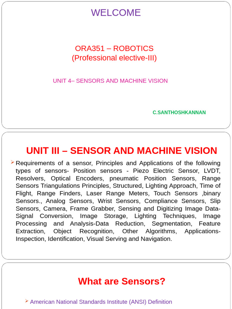 Robotics Sensors Overview and Applications | PDF | Electrical ...