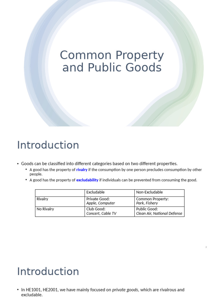 Common Property and Public Goods Analysis | PDF | Pareto Efficiency | Goods