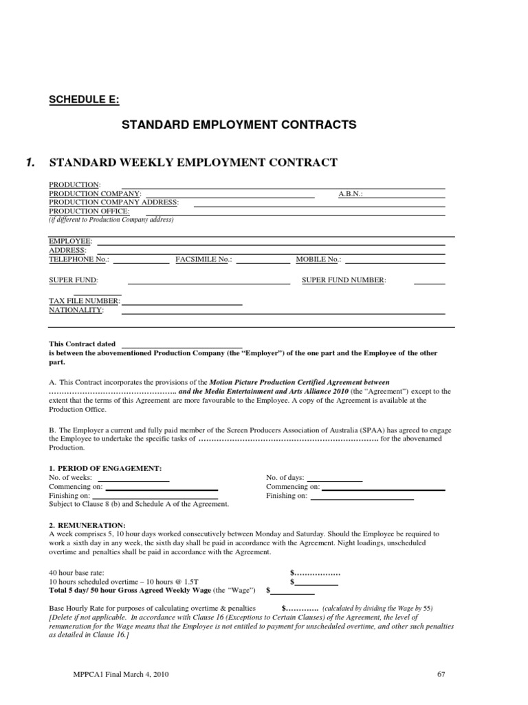 Film&TvCrew Alliance Contract  PDF  Overtime  Allergy Regarding overtime agreement template