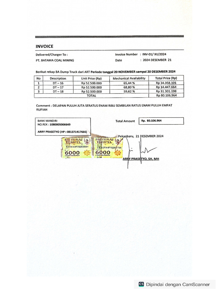 Invoice ART Desember | PDF