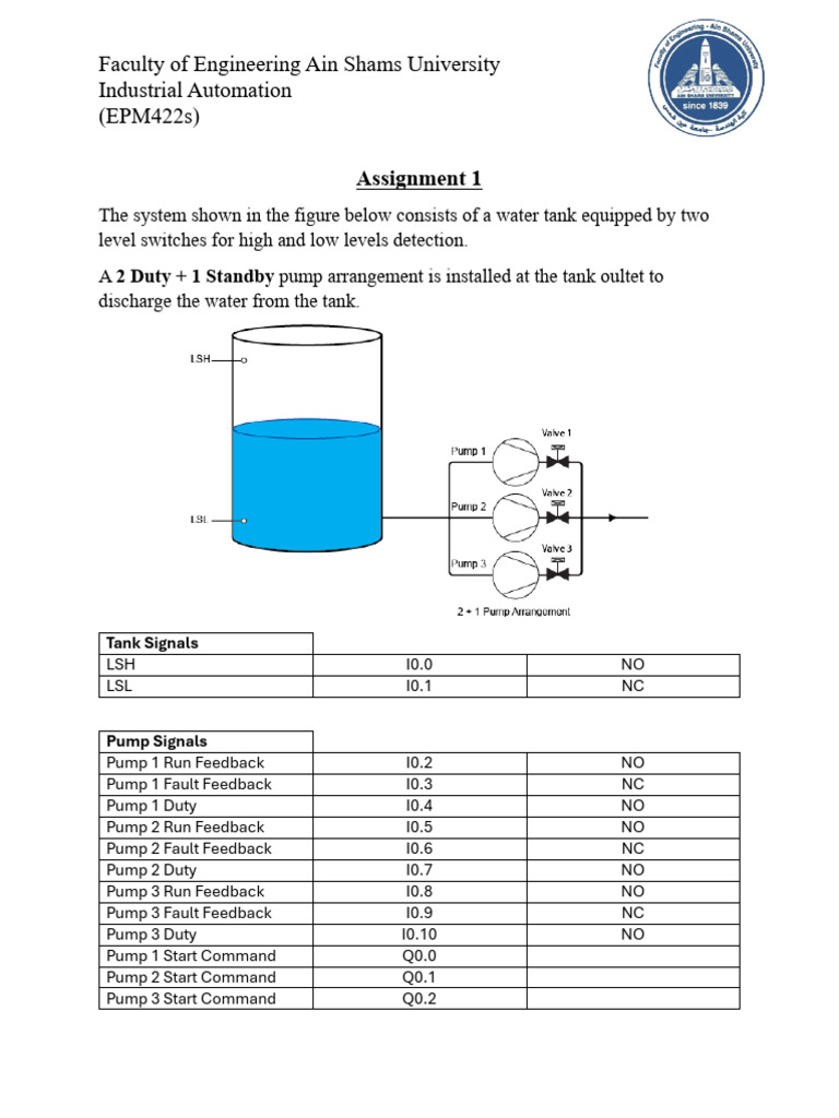 Assignment Automation Mabyet7allesh | PDF | Pump | Valve