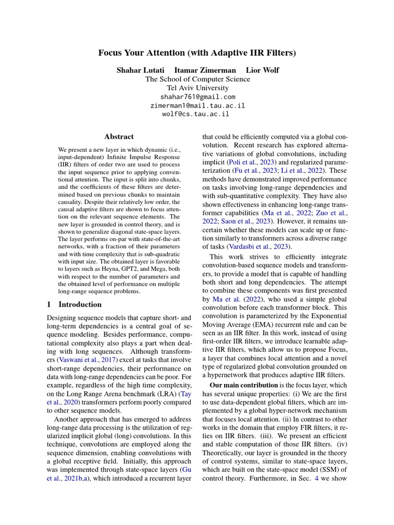 Adaptive IIR Filters for Attention Focus | PDF | Filter (Signal ...