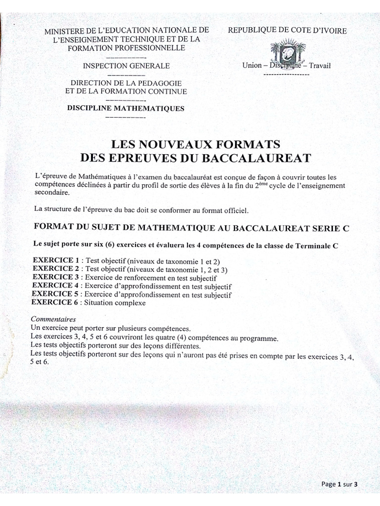 Nouveau Format Des Epreuves Du Bac | PDF
