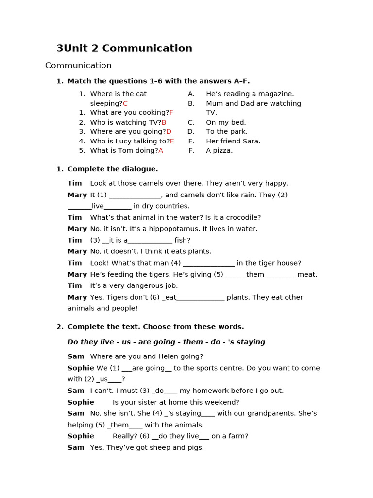 Unit 2 Communication Exercises | PDF