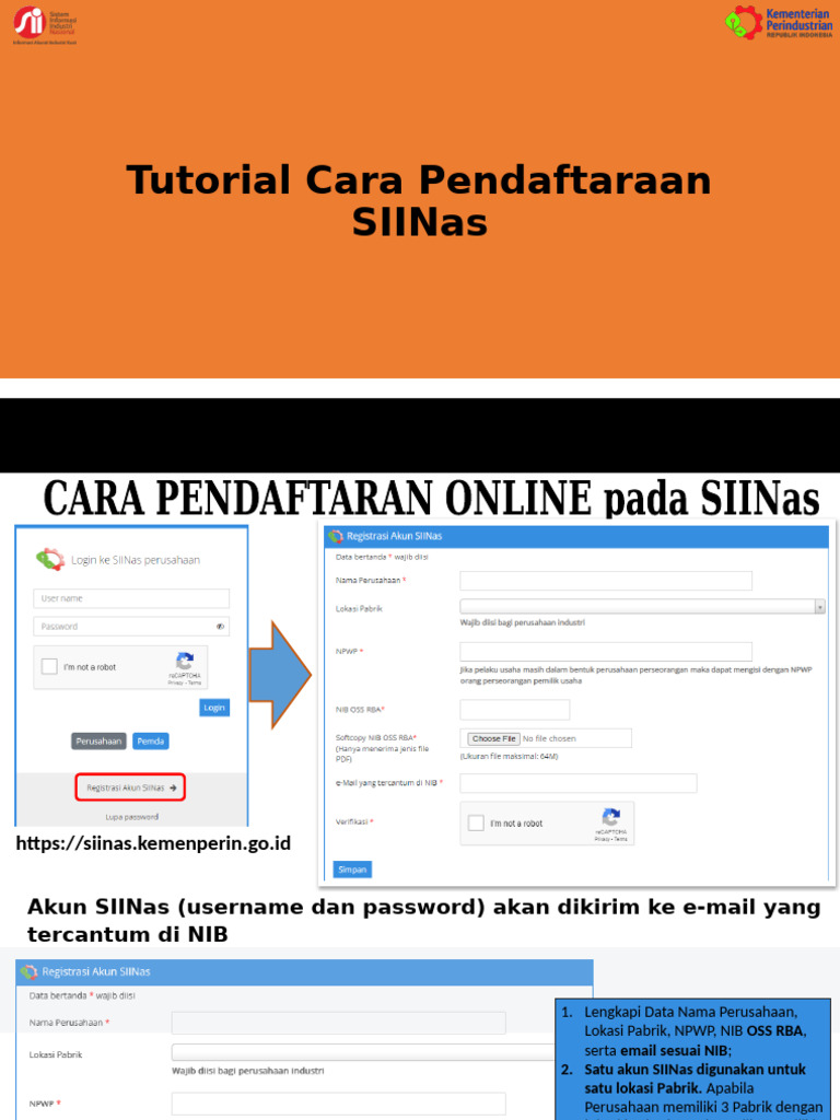 Panduan Registrasi dan Login SIINas | PDF