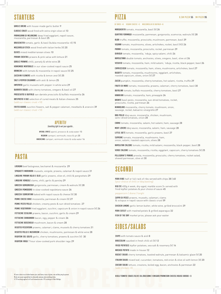 Pellegrini's Italian Menu Overview | PDF | Mozzarella | Foods