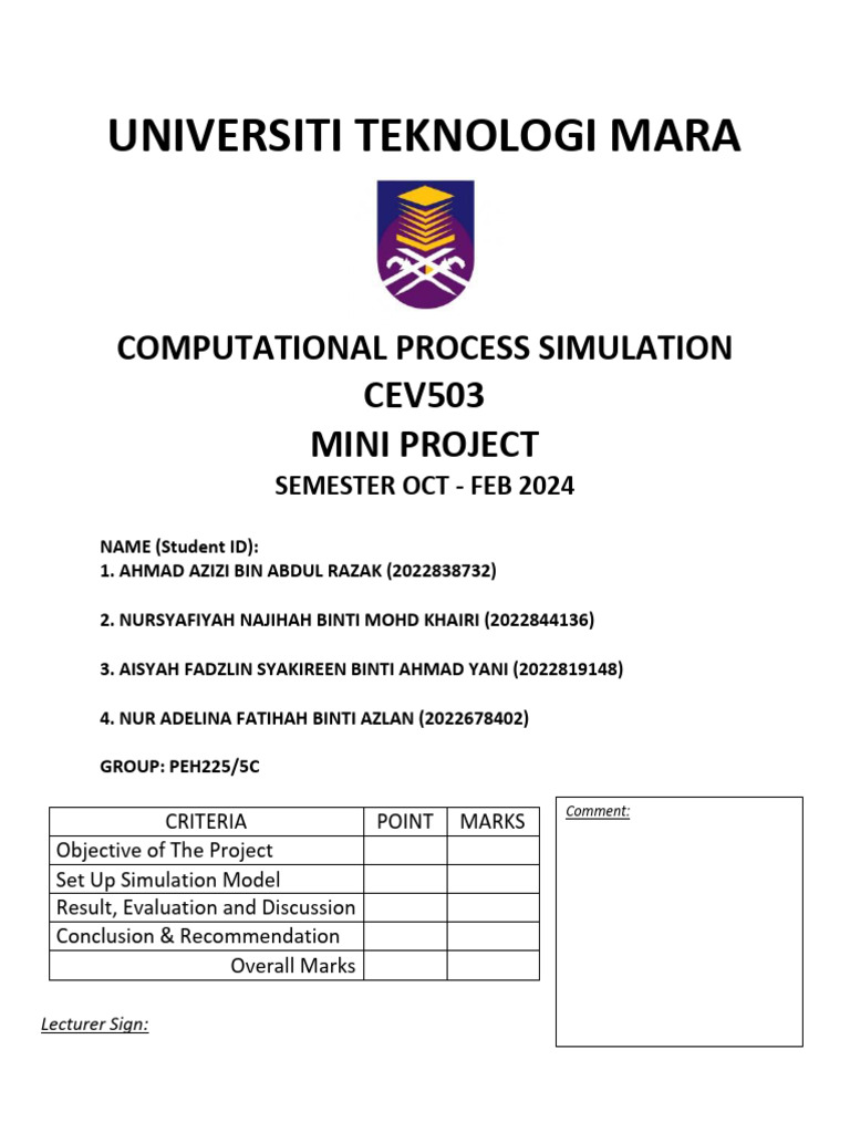 Mini Project - Group 3 - 5C | PDF | Distillation | Simulation