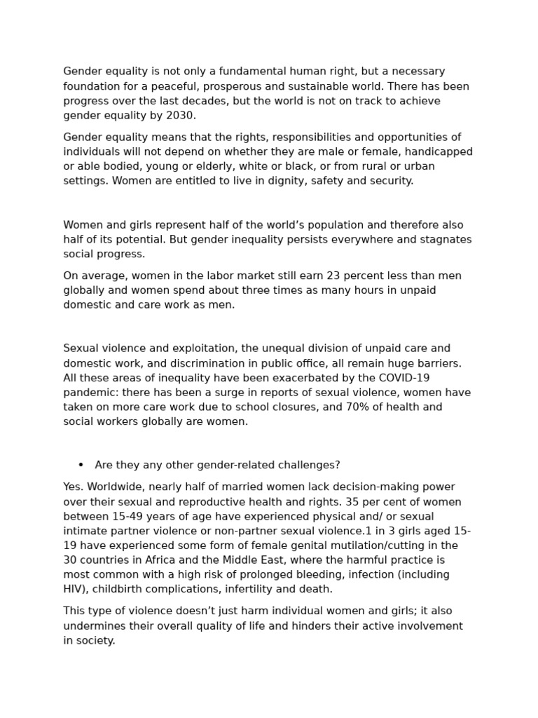 Health Report | PDF | Gender Equality | Gender Studies