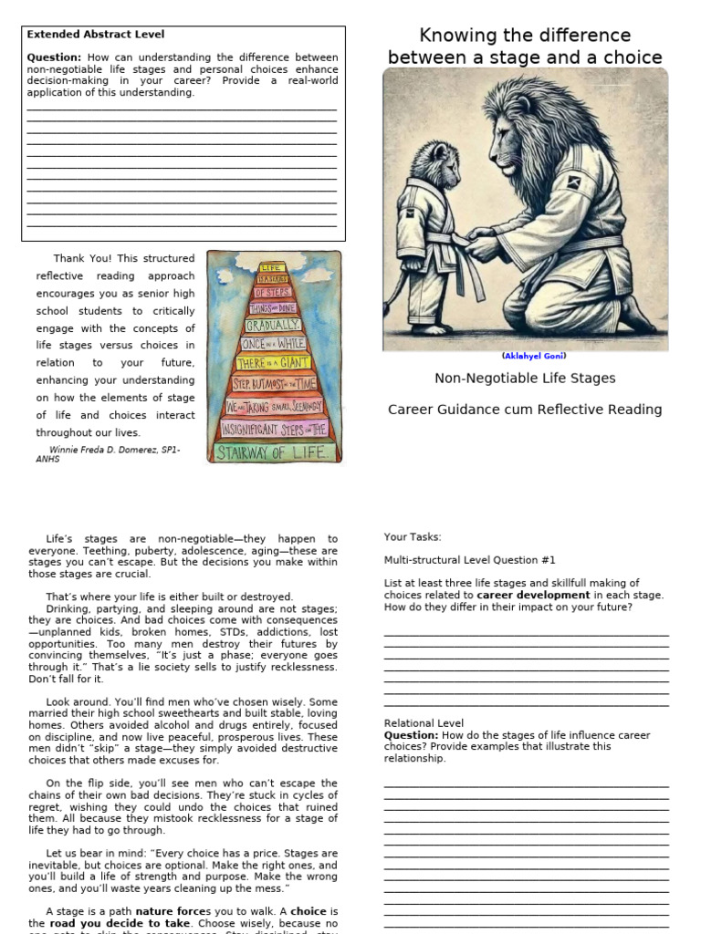 Stage of Life Reflective Reading | PDF | Adolescence | Cognition