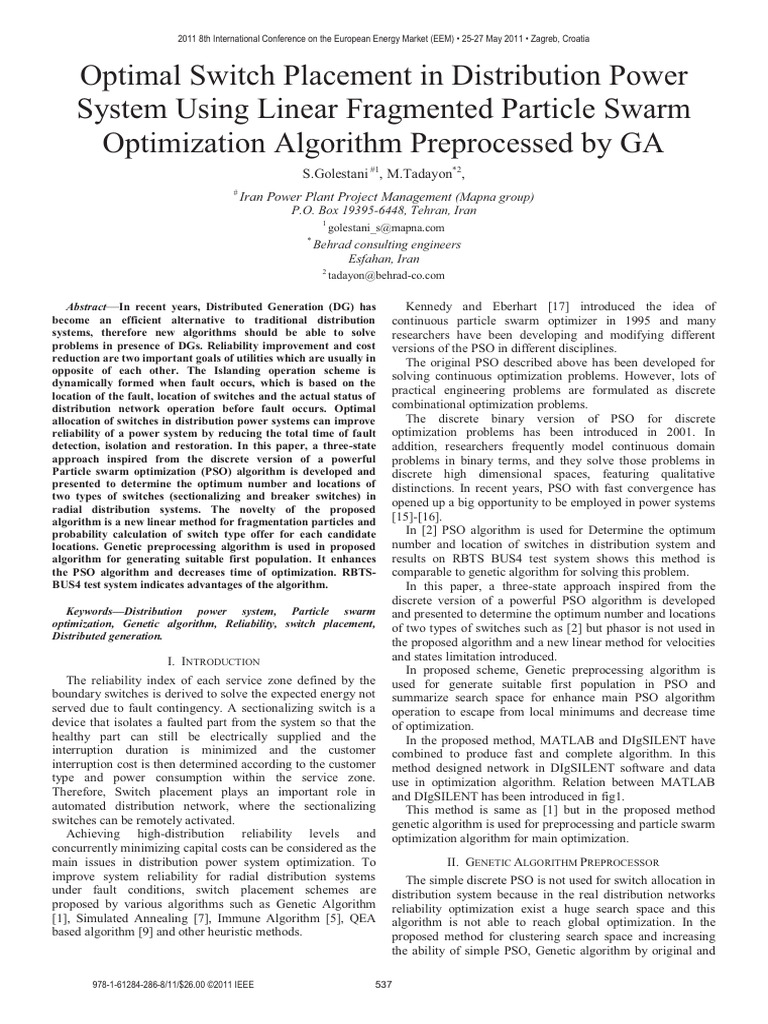 Optimal Switch Placement in Power Systems | PDF | Mathematical ...