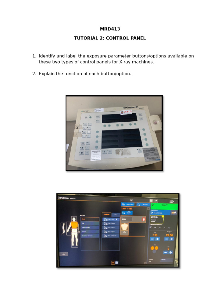 X-ray Control Panel Button Guide | PDF