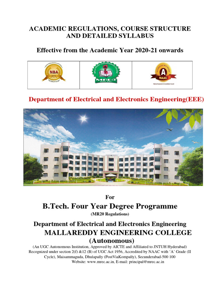 MREC EEE B.Tech Academic Regulations | PDF | Engineering | Analysis