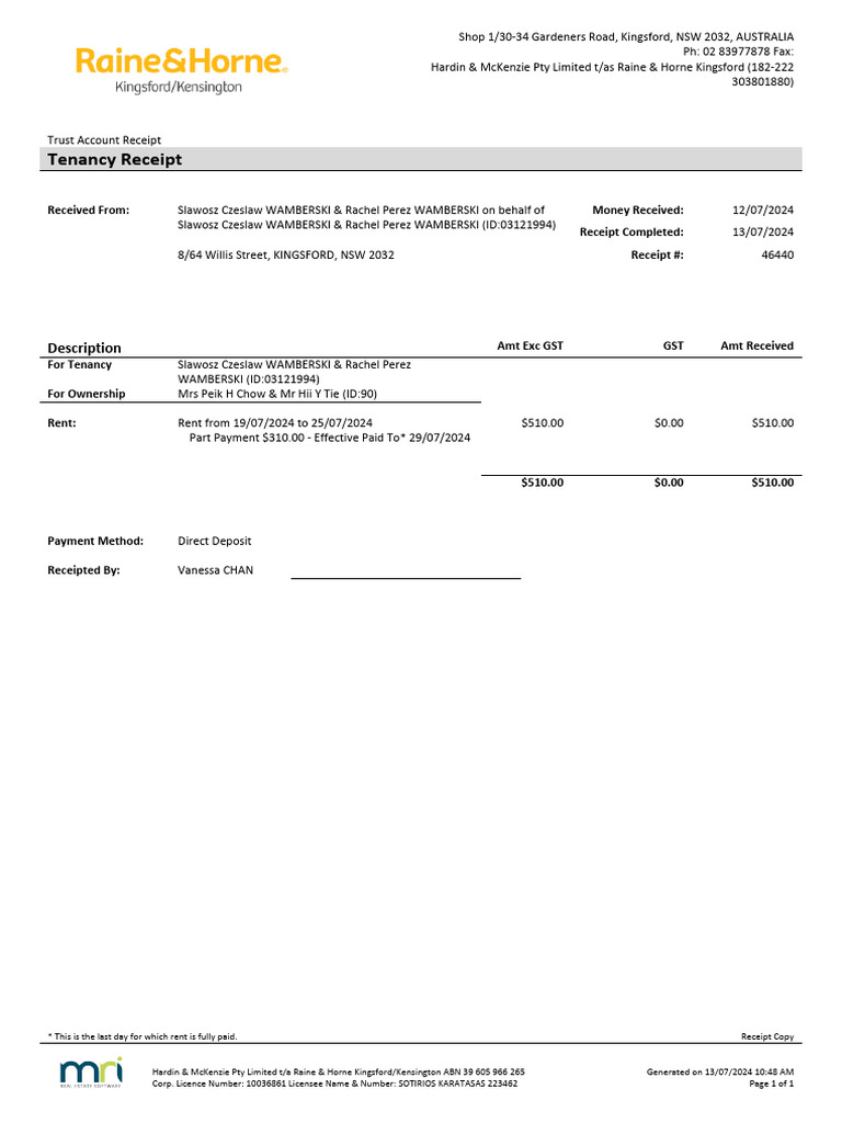 Tenancy Recipt | PDF