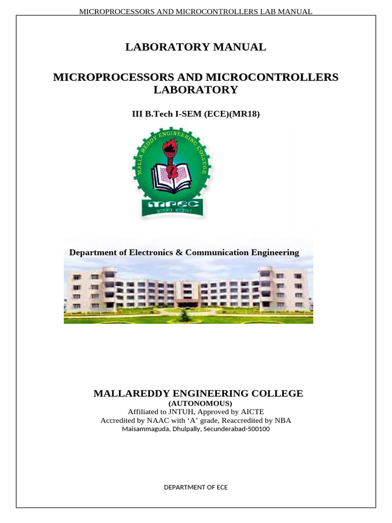 Microprocessors Lab Manual for ECE | PDF | Computer Program | Programming