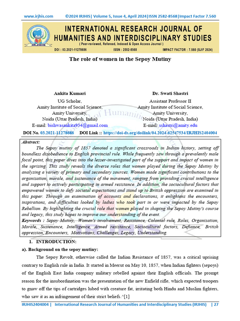 ankita paper | PDF | Indian Rebellion Of 1857 | Rebellions