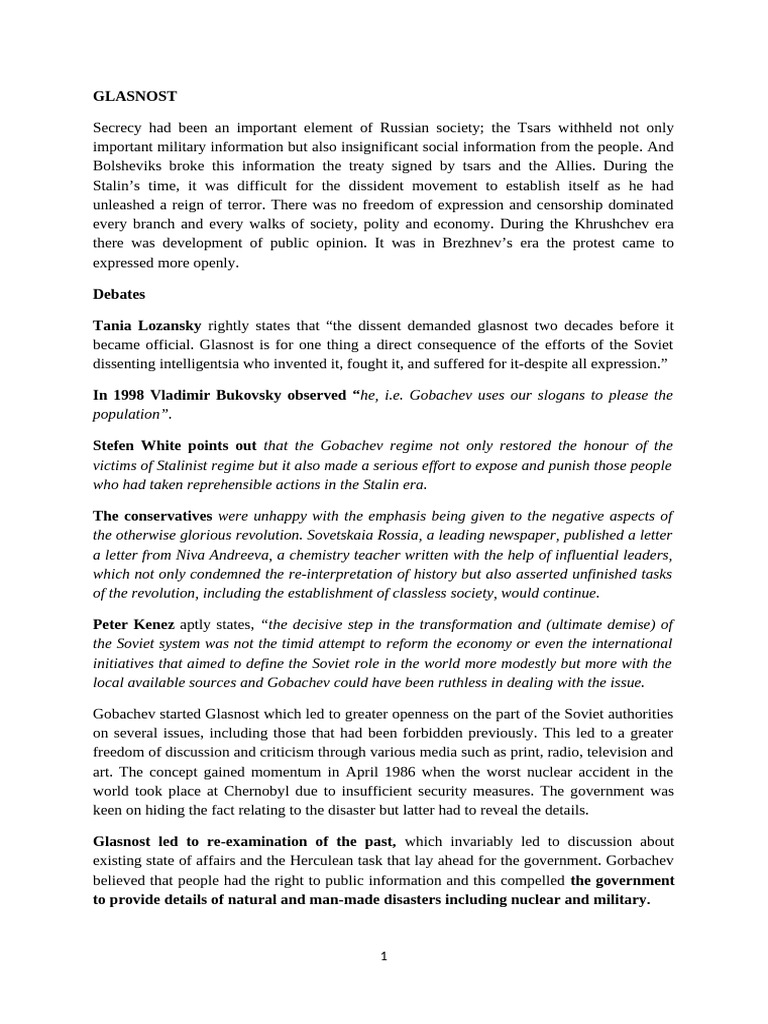 The Impact of Glasnost in the USSR | PDF | Soviet Union | World Politics