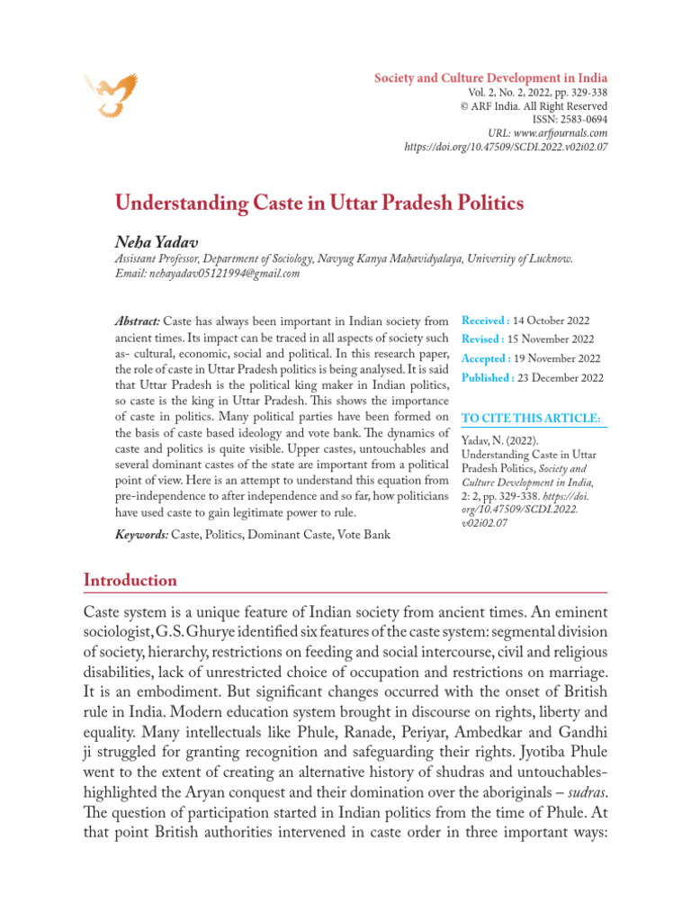Caste Dynamics in UP Politics | PDF | Bharatiya Janata Party | Caste