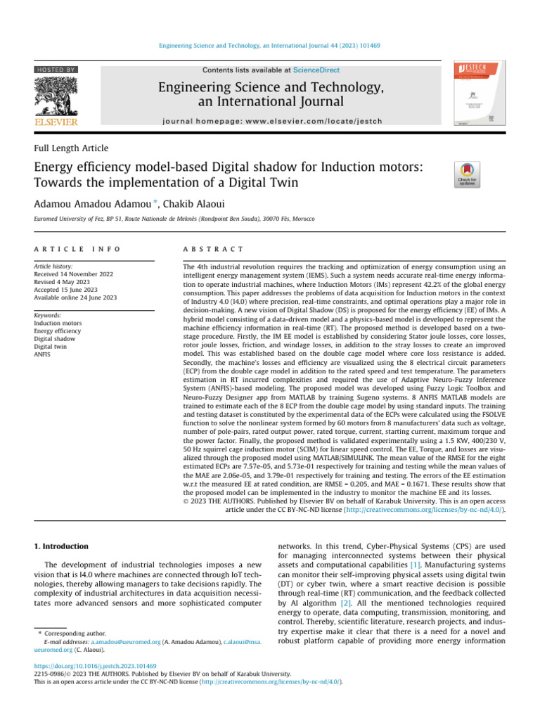 Energy efficiency model-based Digital shadow for Induction motors ...