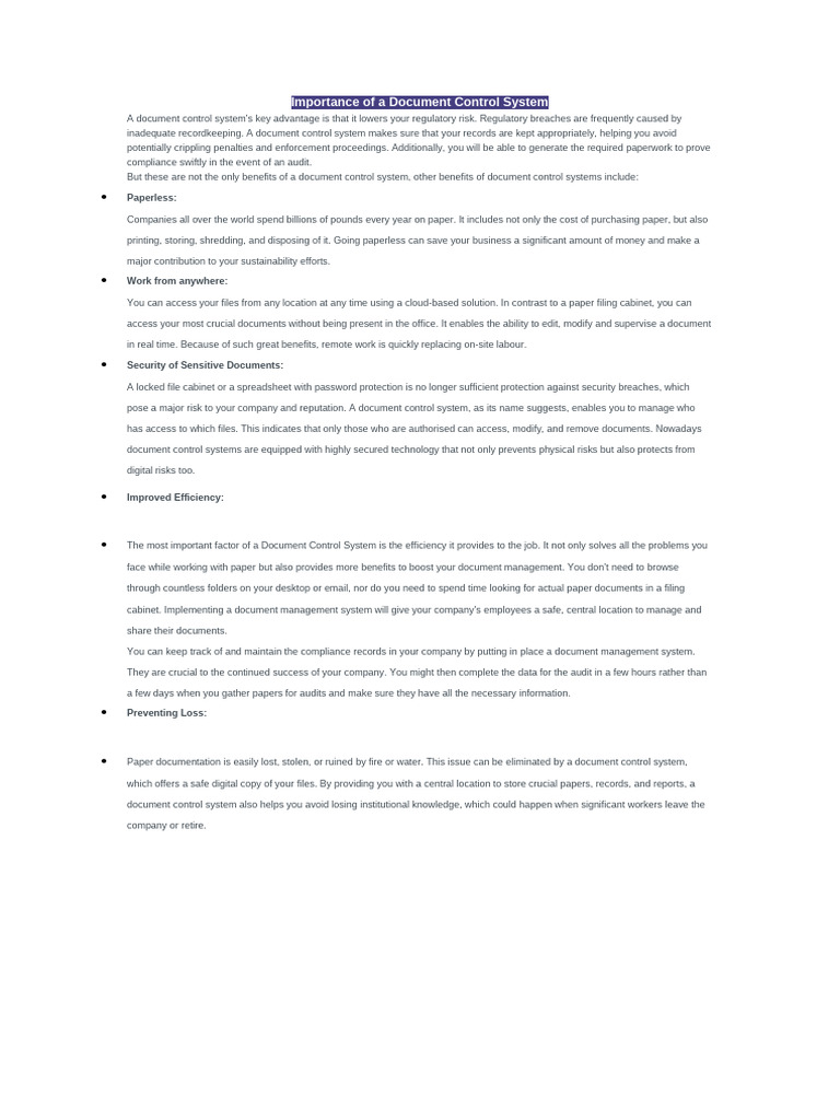 Benefits of Document Control Systems | PDF | Computer File ...