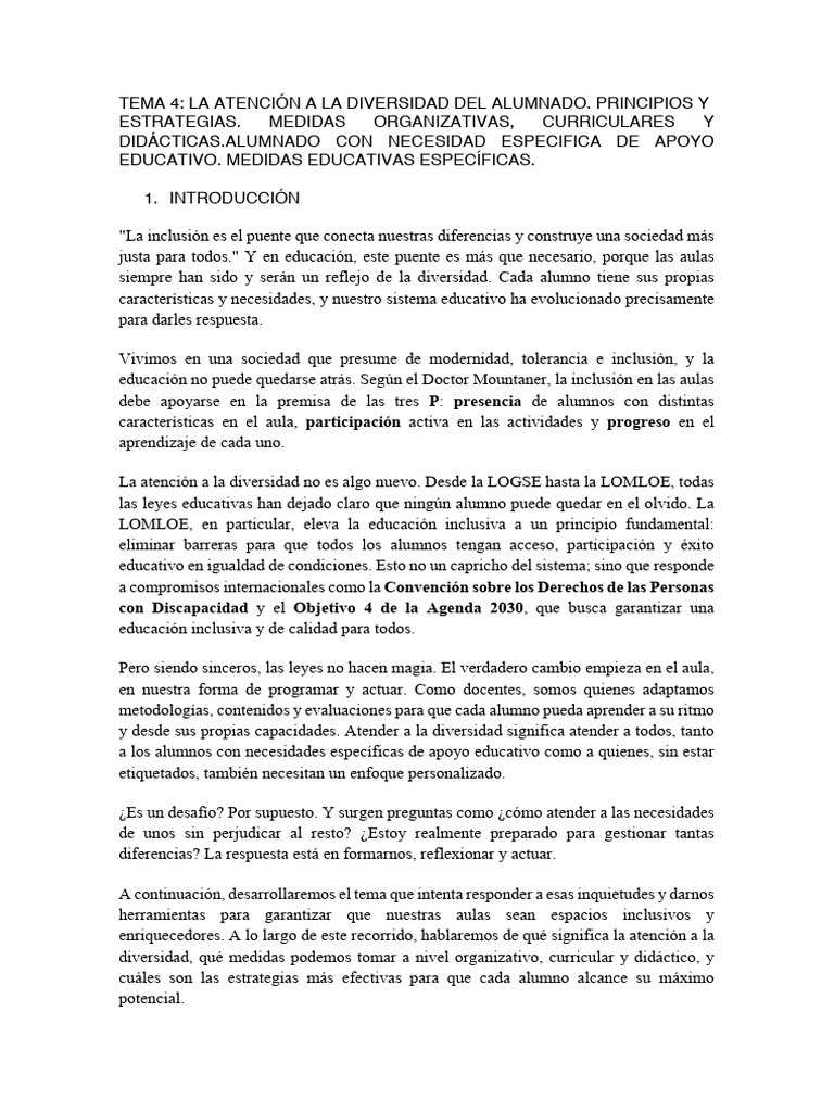 Atención a la Diversidad Educativa | PDF | Plan de estudios | Aprendizaje