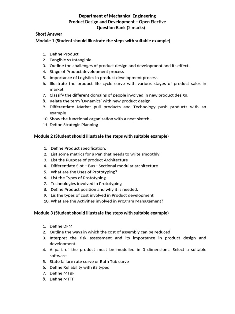 PDD 2 Marks | PDF | Marketing | Product Lifecycle